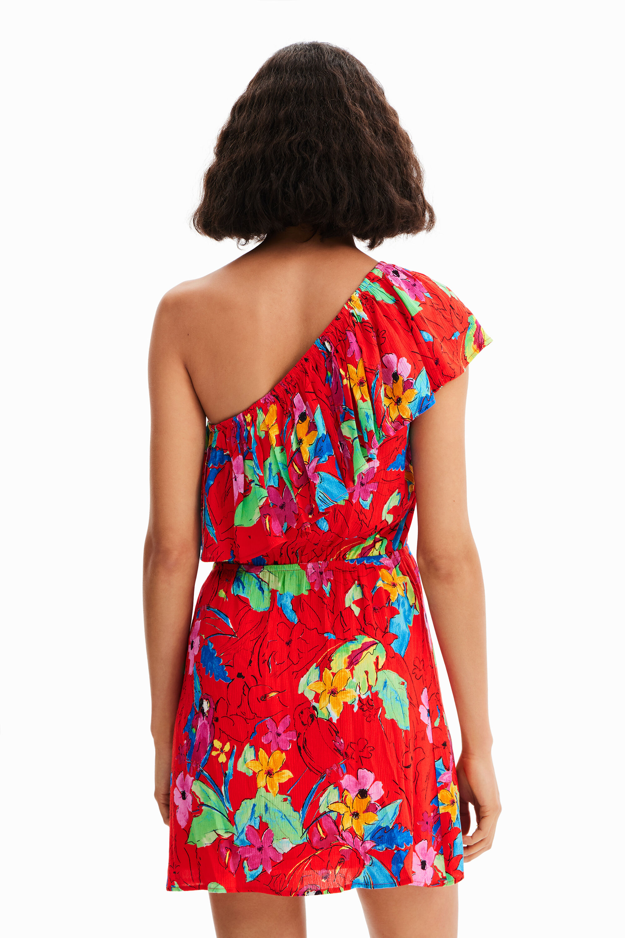 Robe courte asymétrique tropicale