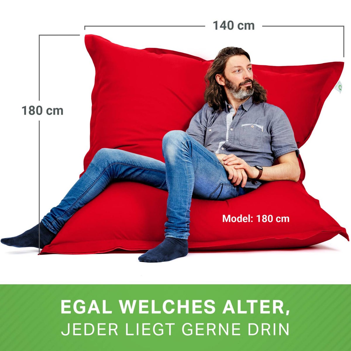 Green Bean Indoor Zitzak XXL 140x180cm 380 Liter Kinderen & Volwassenen Zitzak EPS Kralenvulling Reuze Zitzak Groot Ligbedkussen Zitkussen - Rood