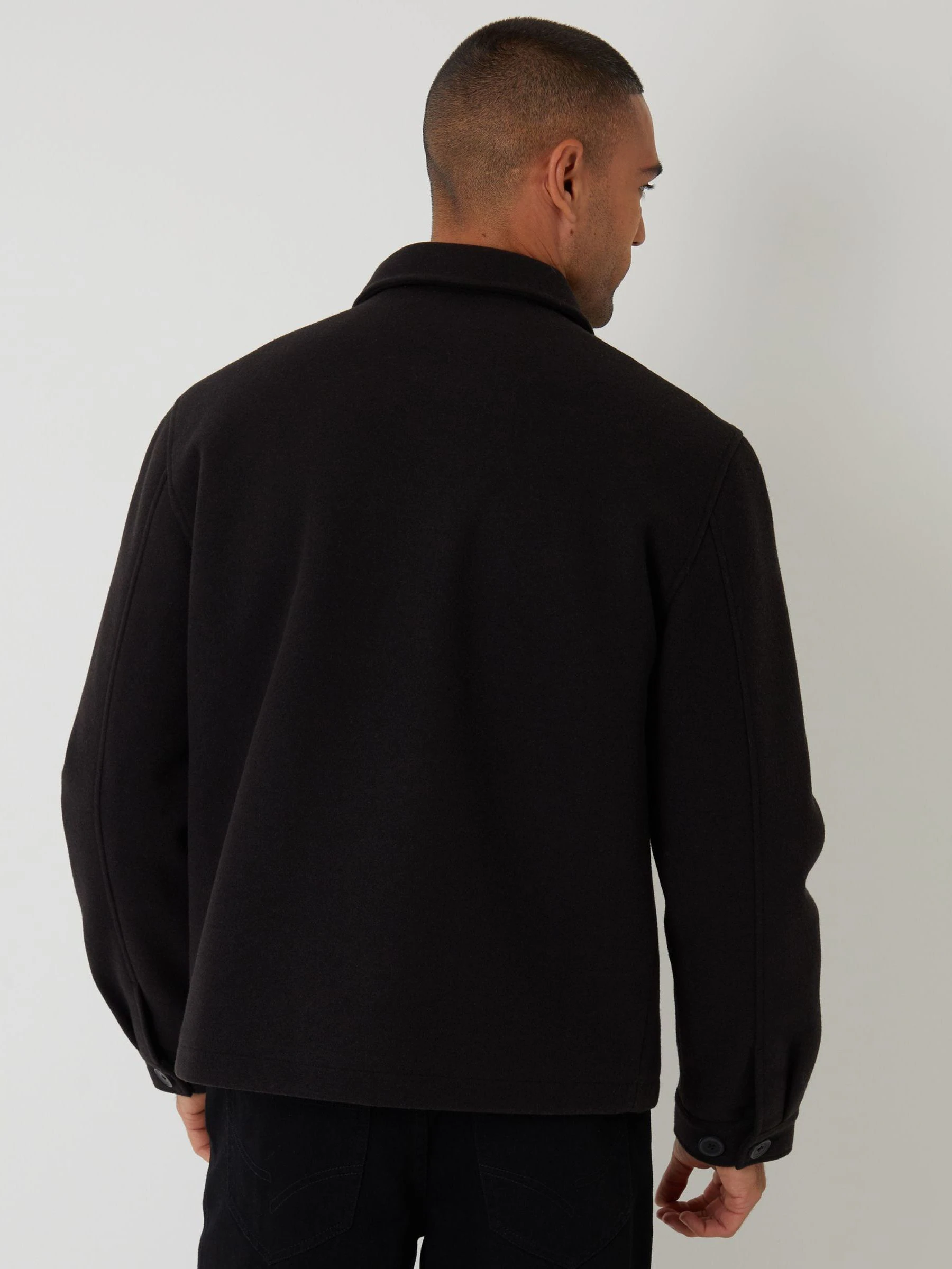 Zwart - Threadbare - Gewatteerd shacket met knopen van imitatie wol