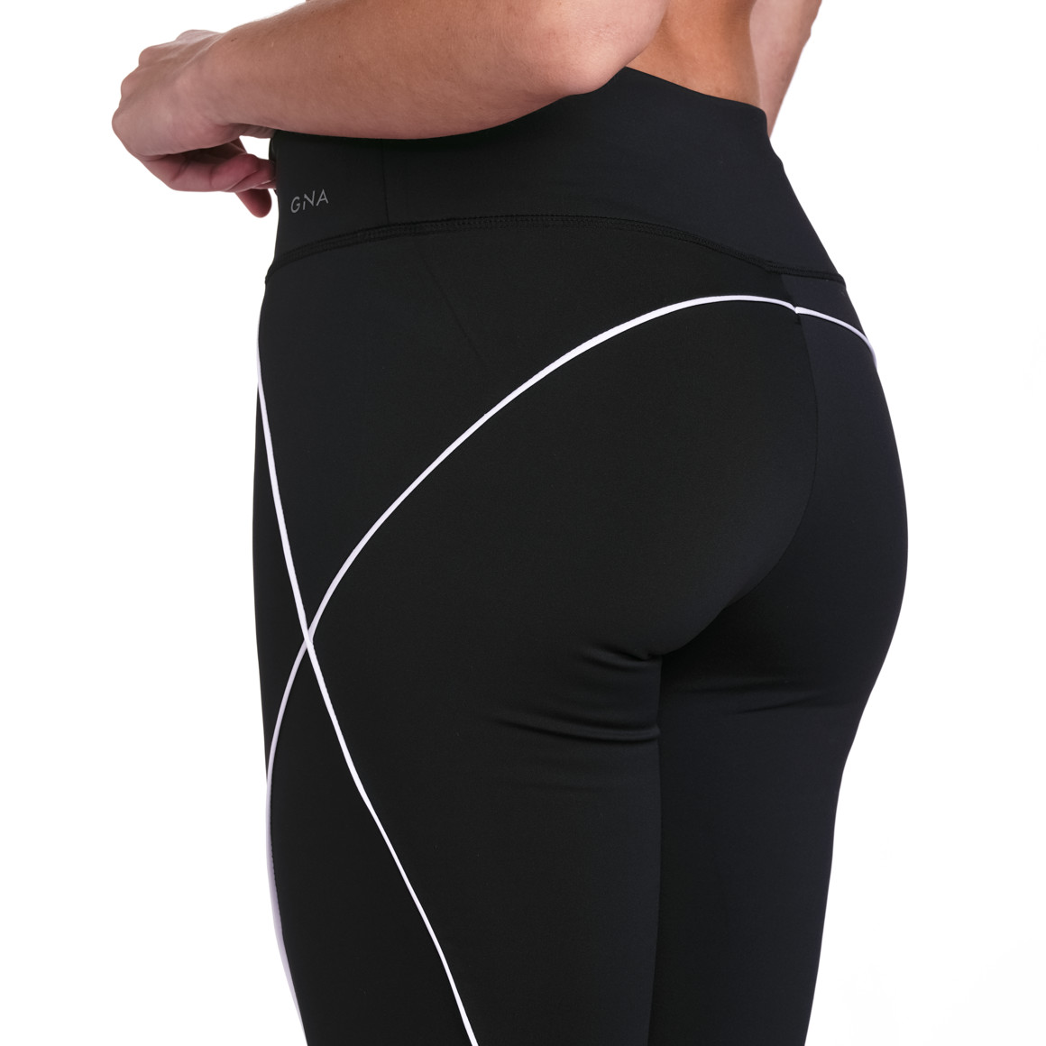 Gina Sports Damen Sport-Leggings mit Kontrastpiping schwarz