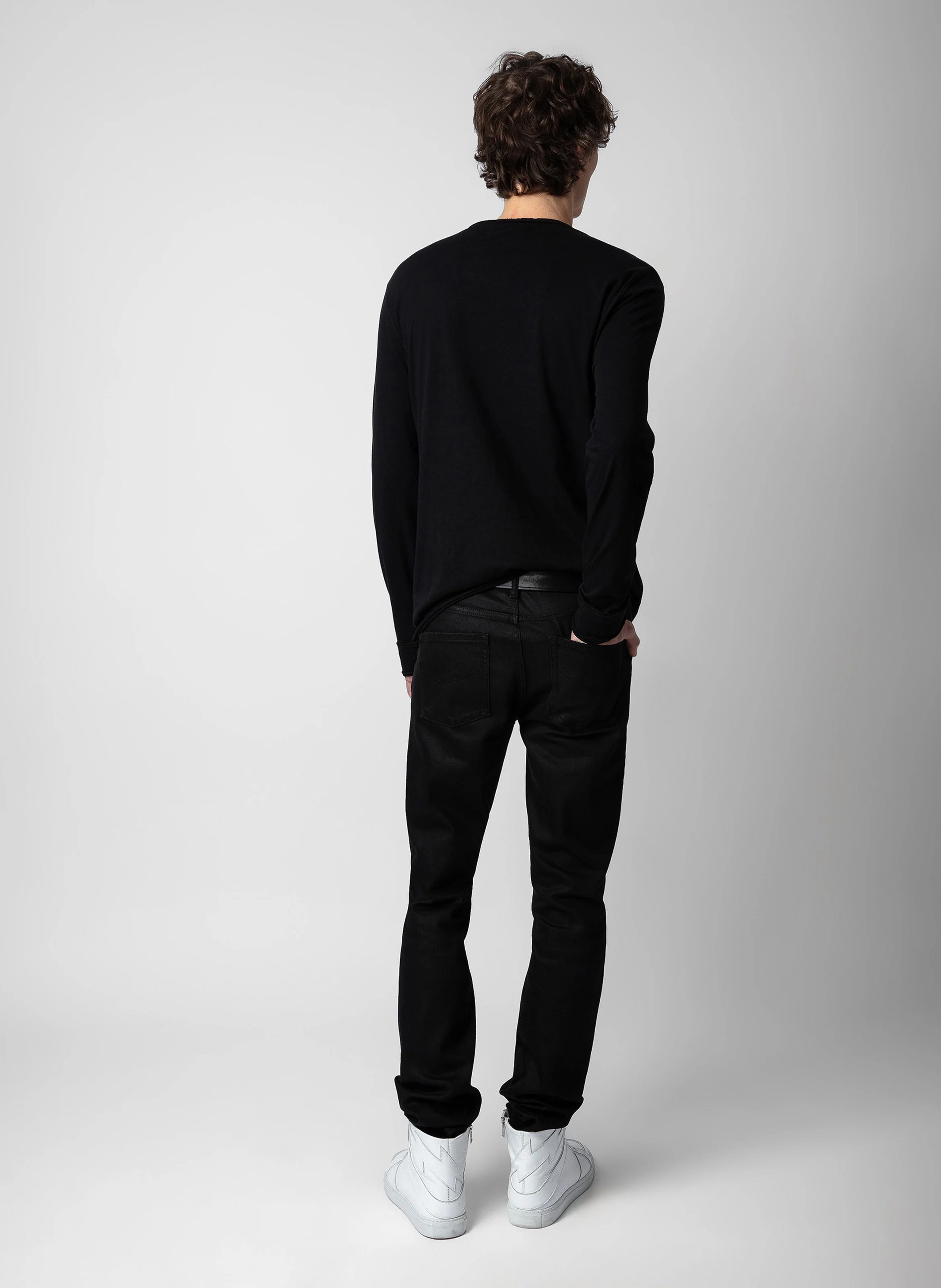 MONASTIR - Tee-shirt col tunisien regular-fit en coton | Noir