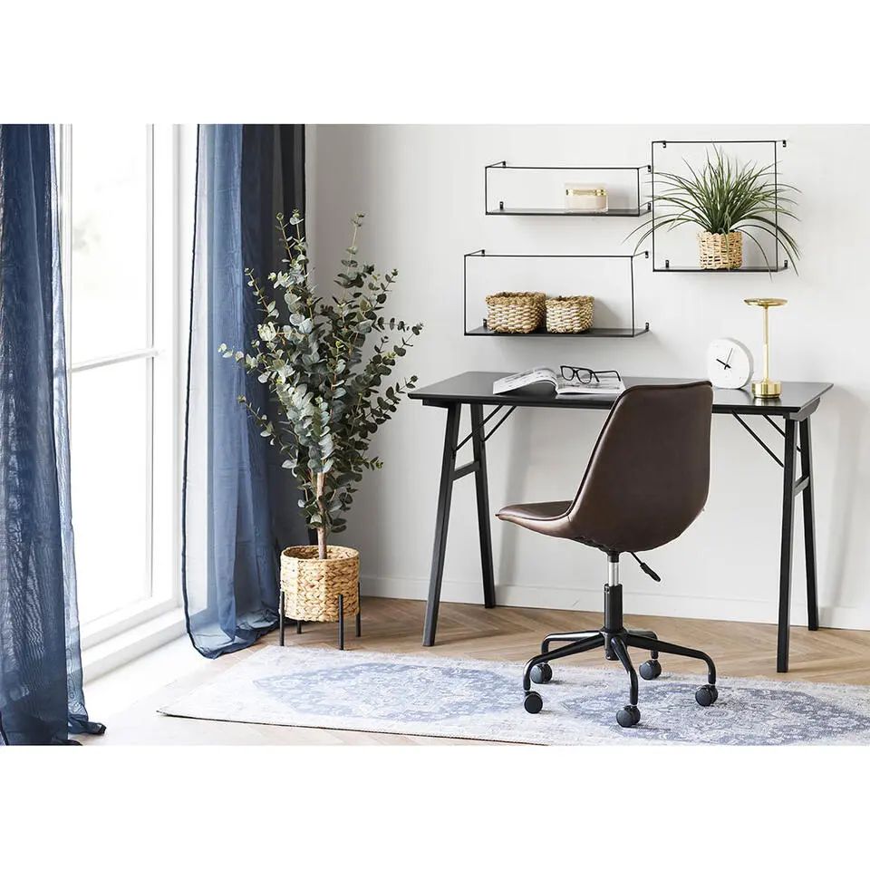 Bureaustoel Bruin PU Leer - Draaibaar - 56x48x83,5-93cm - Monaco