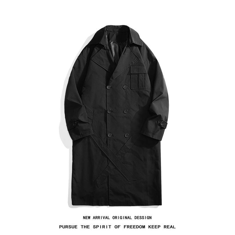 FORSETI - Lange trenchcoat met reverskraag en dubbele rij knopen