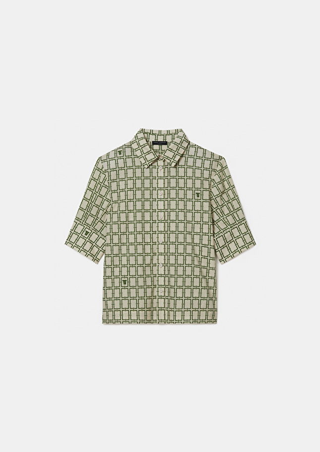 Chemise Cameronécrue à motif graphique en popeline