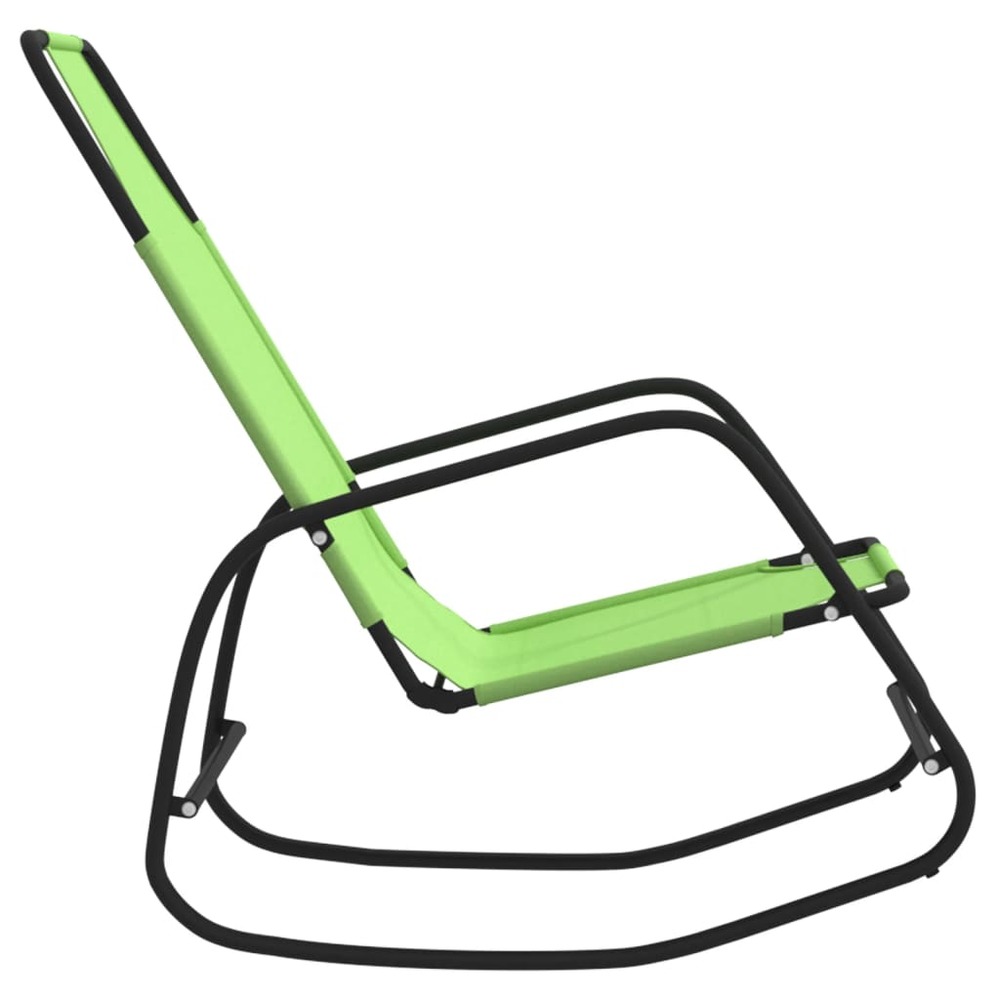 Lot de deux chaises longues à bascule vert acier et textilène