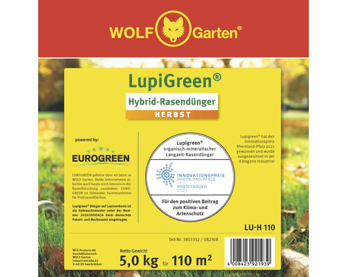 WOLF-Garten LupiGreen Herfstgazonmeststof 5 kg / 110 m² organisch-minerale meststof