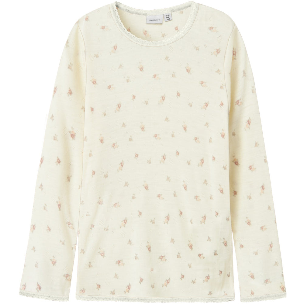 Køb Name It Snow White Small Flowers Nkfwang Uld Needle Ls Top