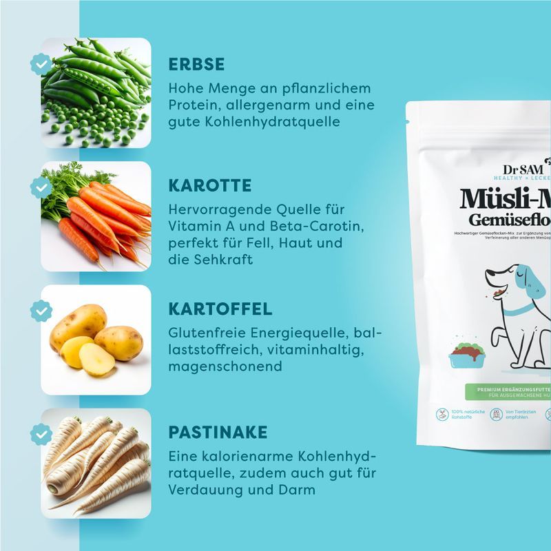 Dr. SAM Müsli-Mix Gemüseflocken für Hunde