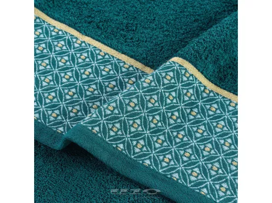 Tapis de bain avec broderies jacquards en coton - Bleu canard - L 85 x l 50 cm