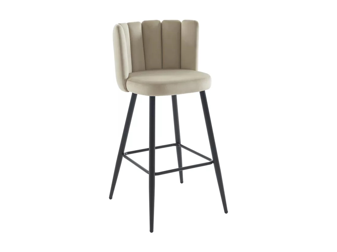 Lot de 2 tabourets de bar en velours et métal noir - Beige - PRANILA de Pascal MORABITO