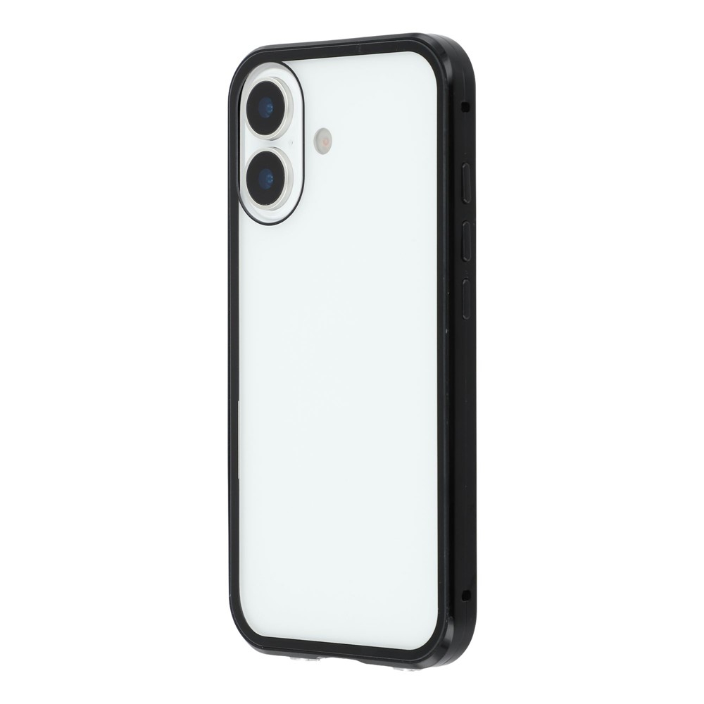 iPhone 17 Magnetische Alu Schutzhülle mit Panzer Glas Backcover   Displayschutz (Magnet-Technologie) - Schwarz