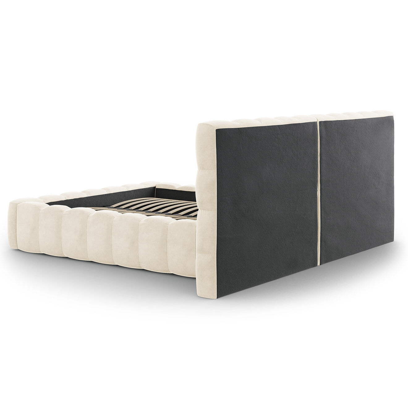 Cosmopolitan Design Lit avec coffre de rangement Bali Velours beige clair - 140x200 cm