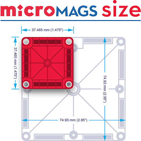 Magna-Tiles micromags i metal-rejseæske - 26 dele