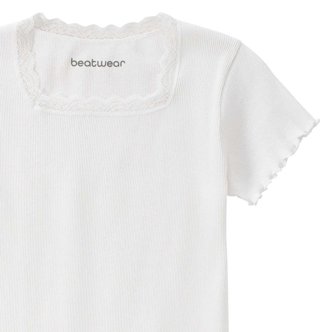 Beatwear Mädchen T-Shirt mit Spitze weiss