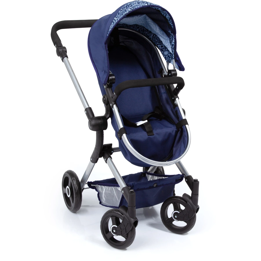 bayer Design Kombi-Puppenwagen Neo Vario blau, mit Muster