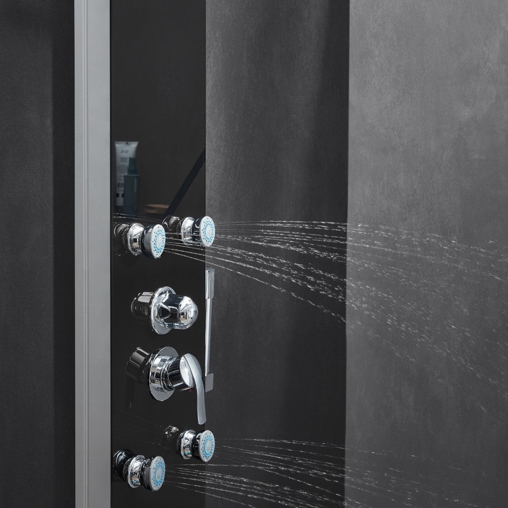 Home Deluxe - Douchepaneel - DIVE Black - Afmetingen: 150 x 25 x 9 cm, Front: Glas, incl. regendouchekop en complete accessoires