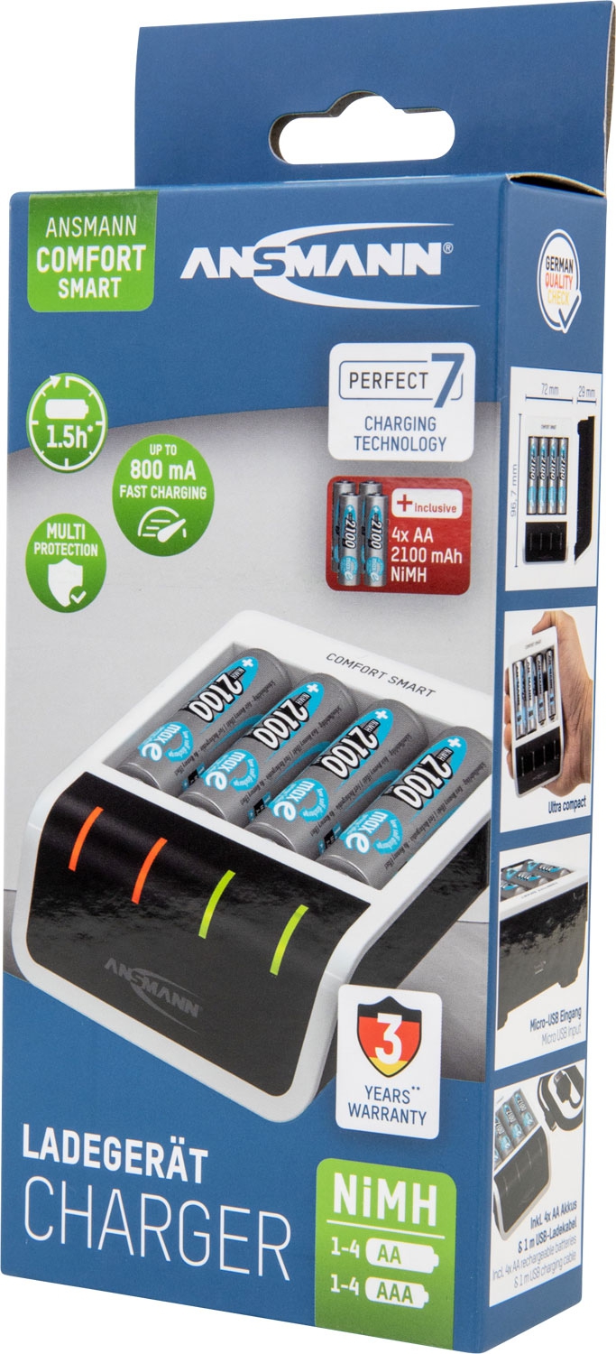 Ansmann Comfort Smart Akku-Ladegerät 1,2 V   4x AA Akkus