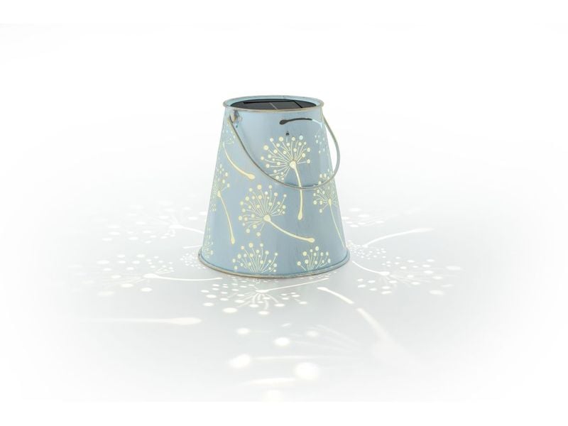 STT Solar Antic Dandelion, Ø 15 x 16 cm, Hellblau/Anthrazit Solarleuchte zum Aufstellen oder Aufhängen, mit Erdspiess