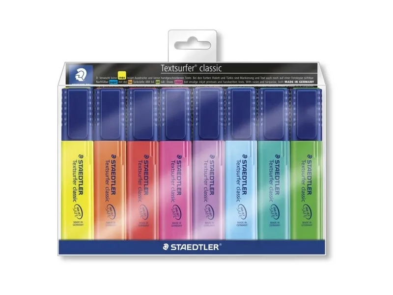 Tekstmarker Staedtler Textsurfer Classic 364 med 8 stk. ass. farver