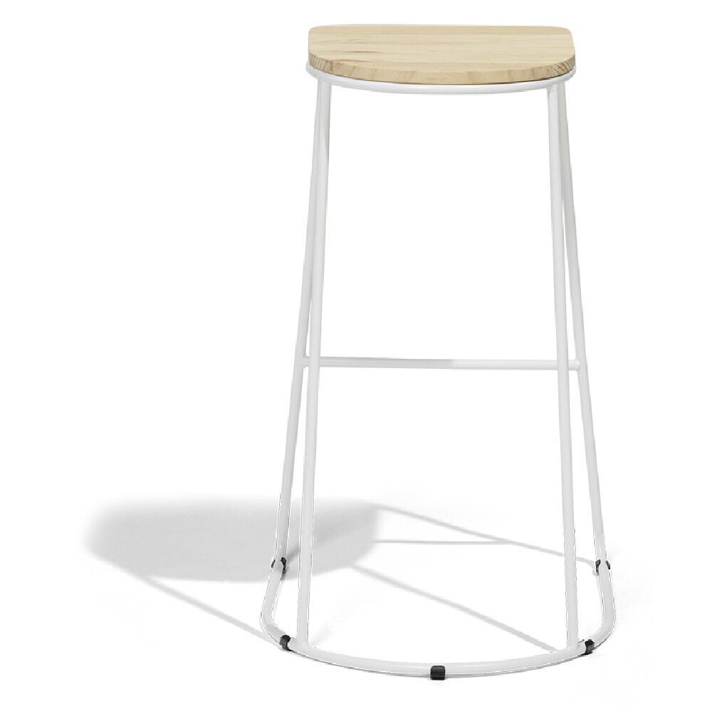 Tabouret de bar 32xH69,5x32cm pin et métal blanc