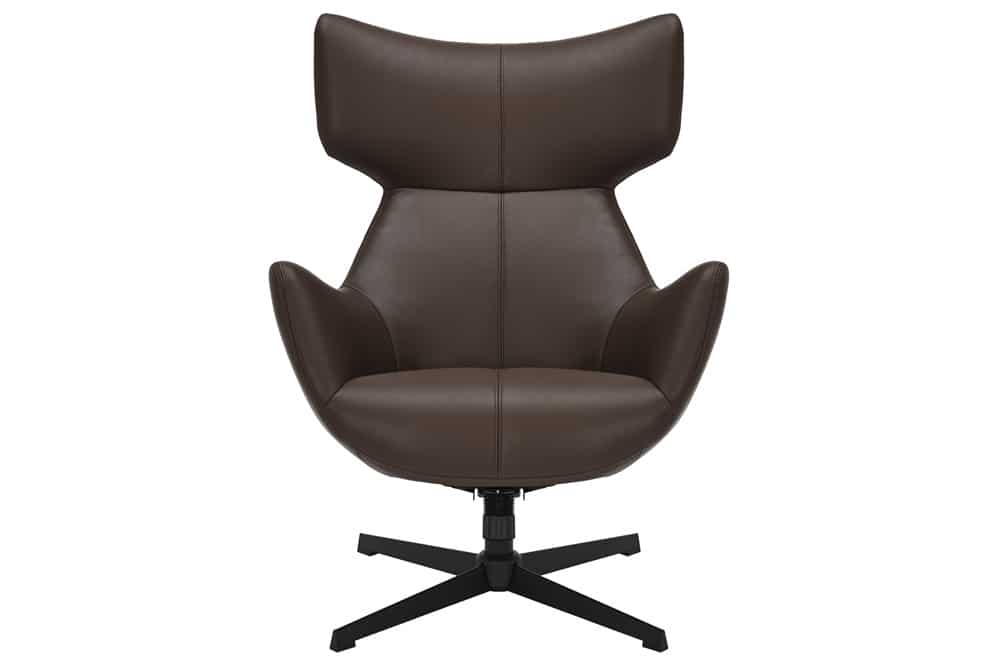 Drehbarer Sessel VOGUE brandy braun Kunstleder schwarze Metallbeine mit Armlehne