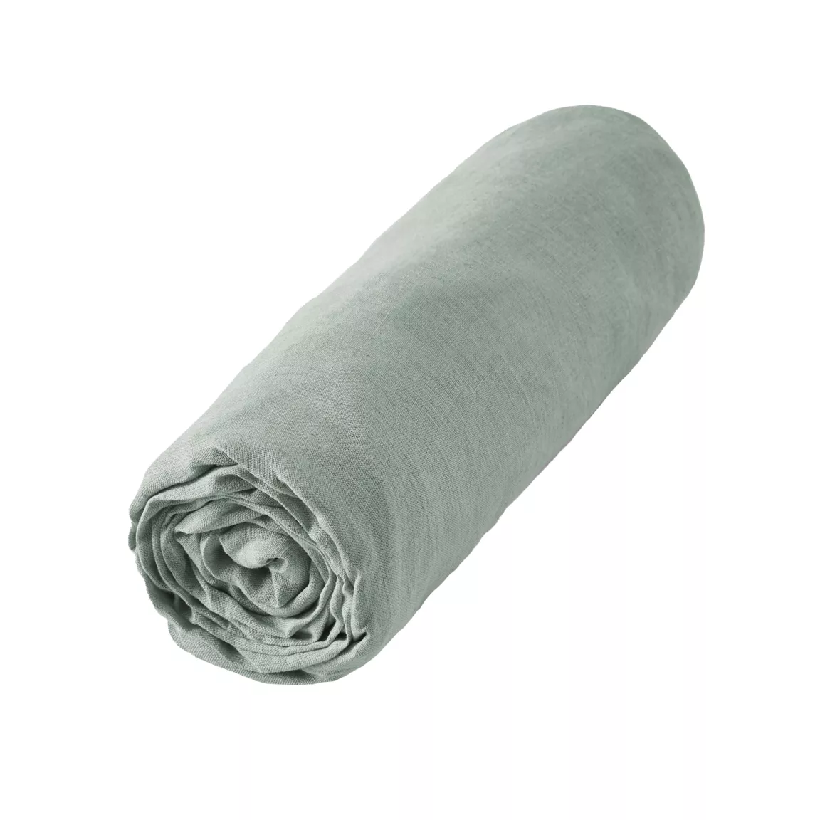 Drap housse lin lavé (160 x 200 cm) Louise Vert eucalyptus