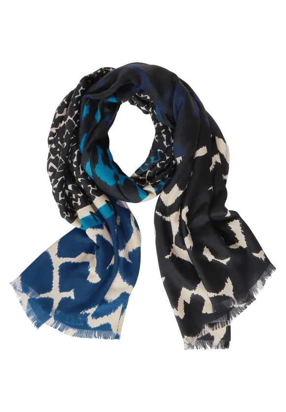 Cosy Print Longschal - aquamarine blue