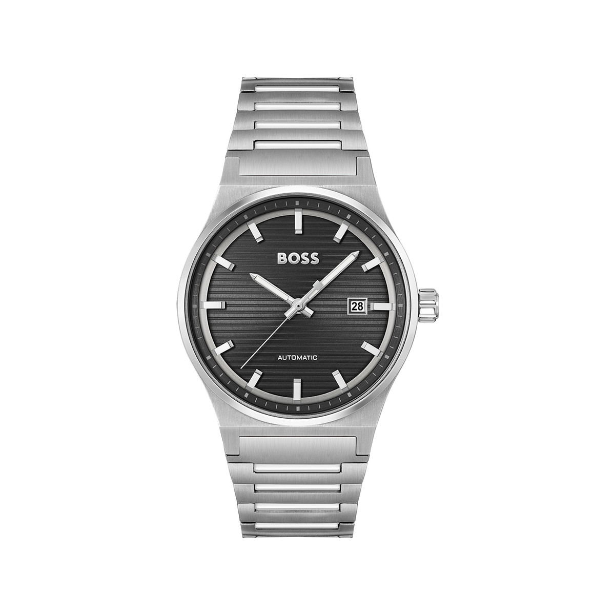 Montre BOSS sport lux homme chronographe, bracelet acier argent