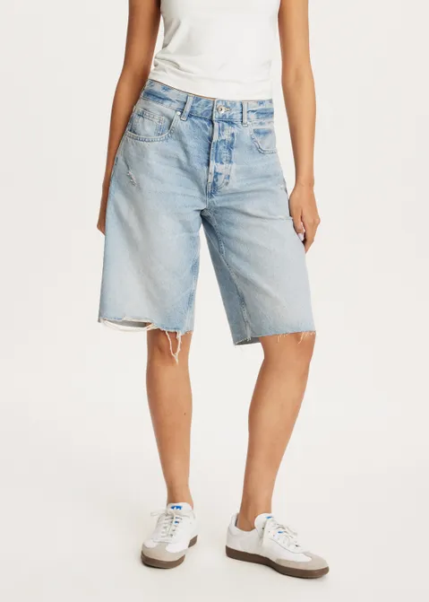 Denim versleten bermuda short blauw (BLW.USM)