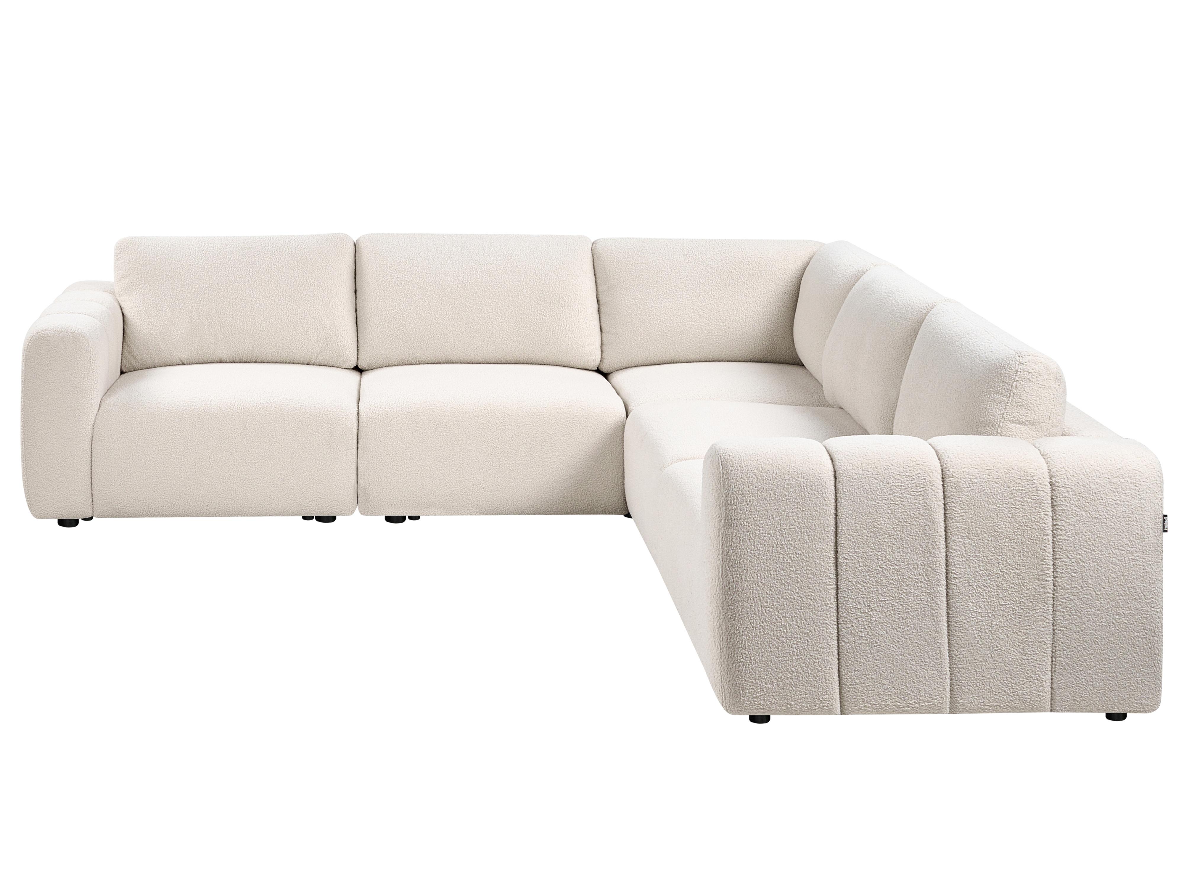 Modulaire hoekbank 5-zits KIVVIK Bouclé Gebroken wit linkszijdig