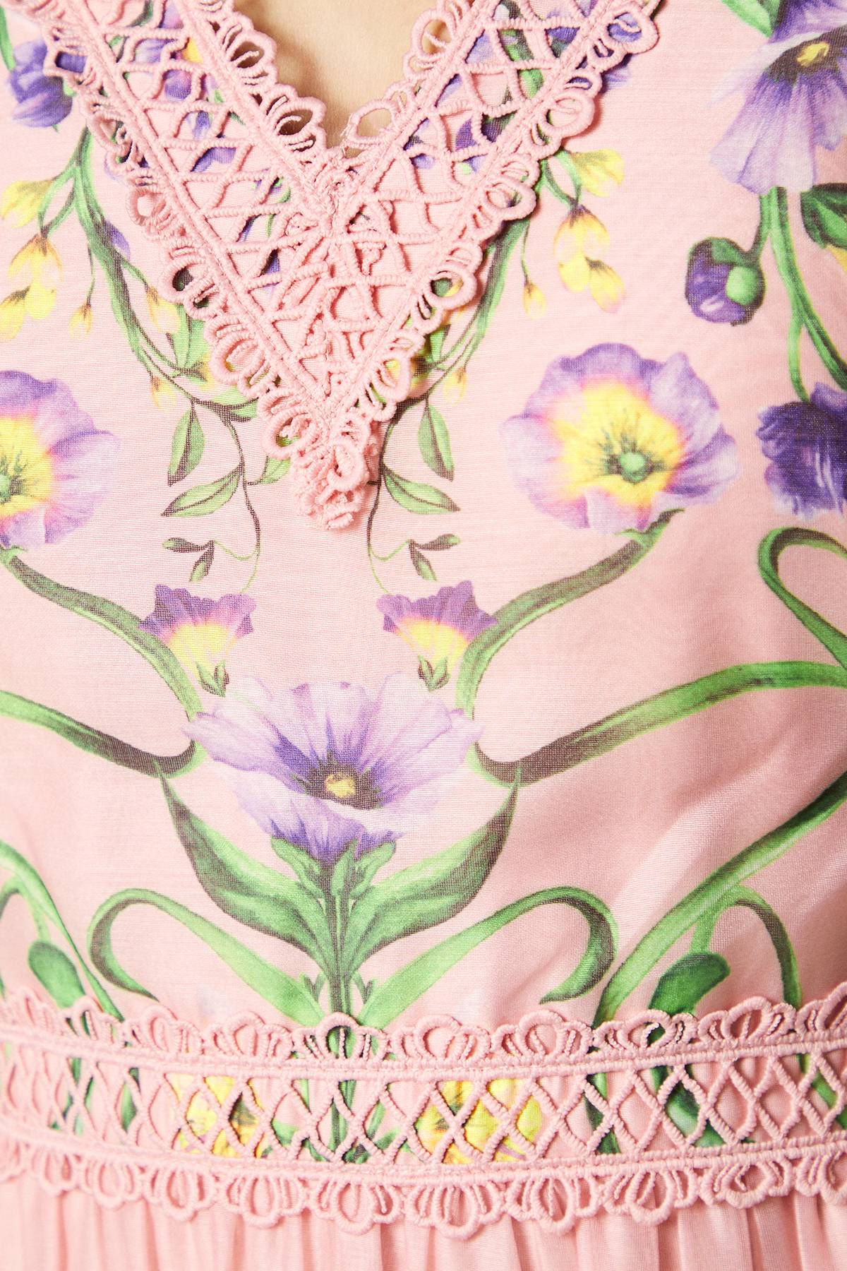 Coast Robe Midaxi à Manches Longues en Organza avec Imprimé et Col V