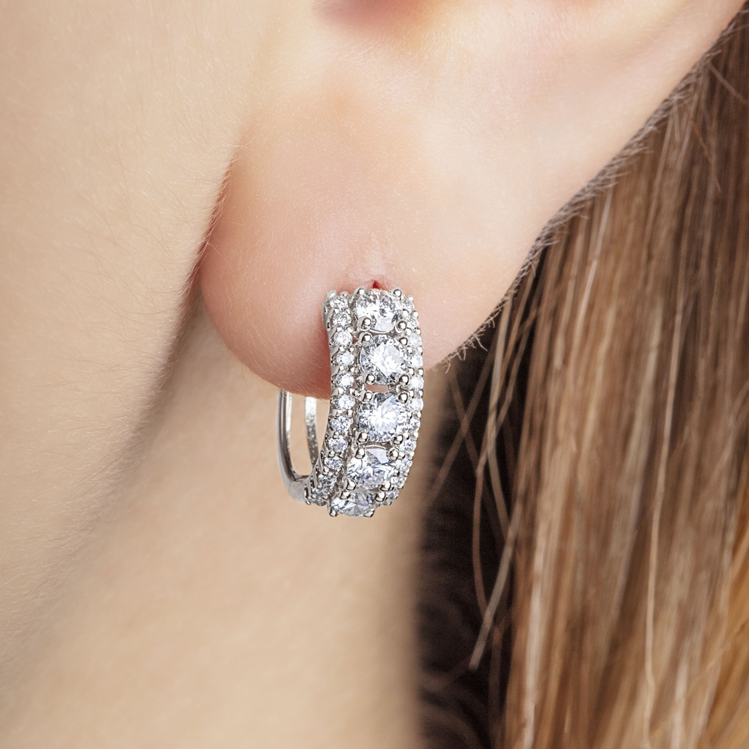 1.00 Karat Diamant-Kreolen 750/18 K Weissgold Ø 13mm