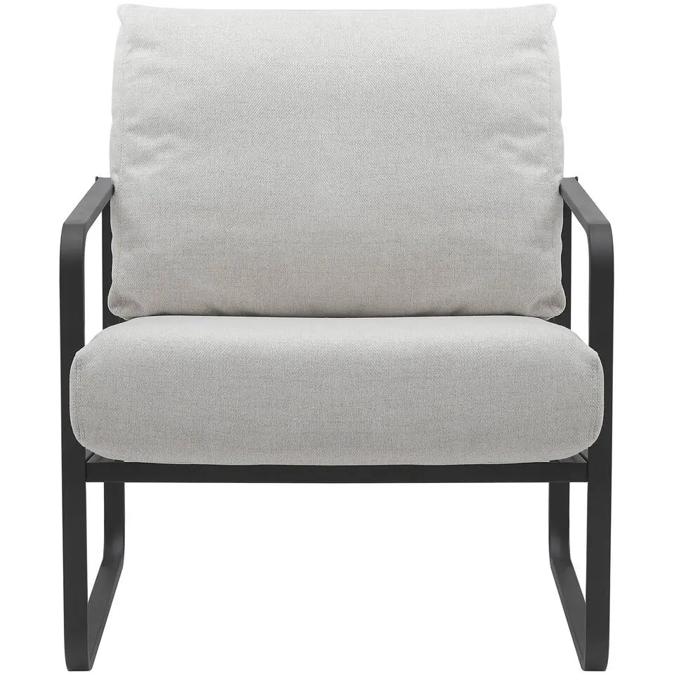 CLP Lounger Manea zwart Frame - Stof - creme