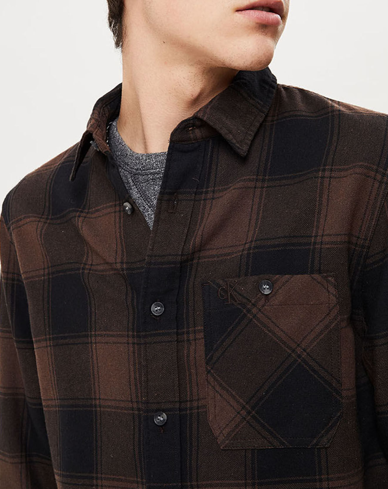 Calvin Klein Jeans Chemise droite Grunge Check à carreaux noir/marron