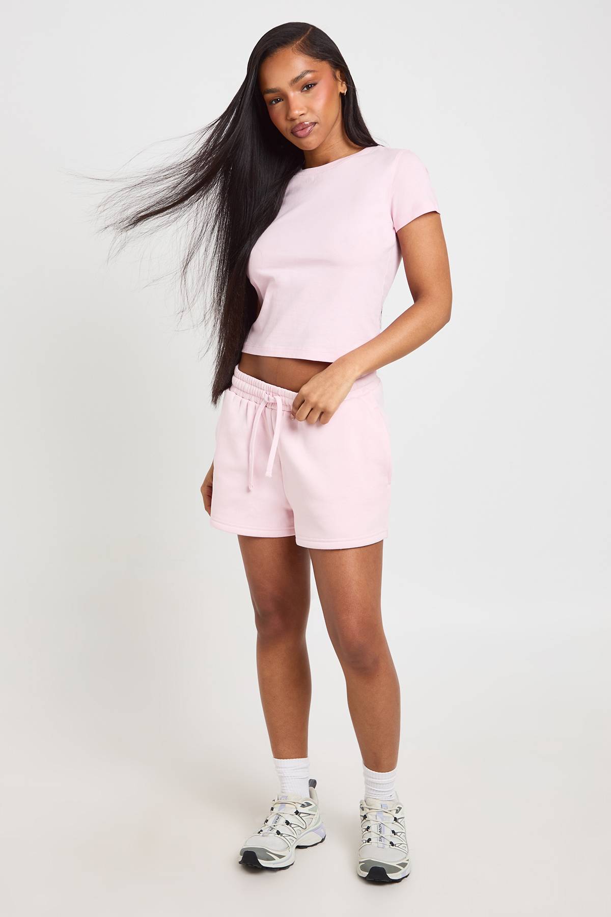 boohoo Ensemble Survêtement Haut Manches Courtes Et Short Molleton