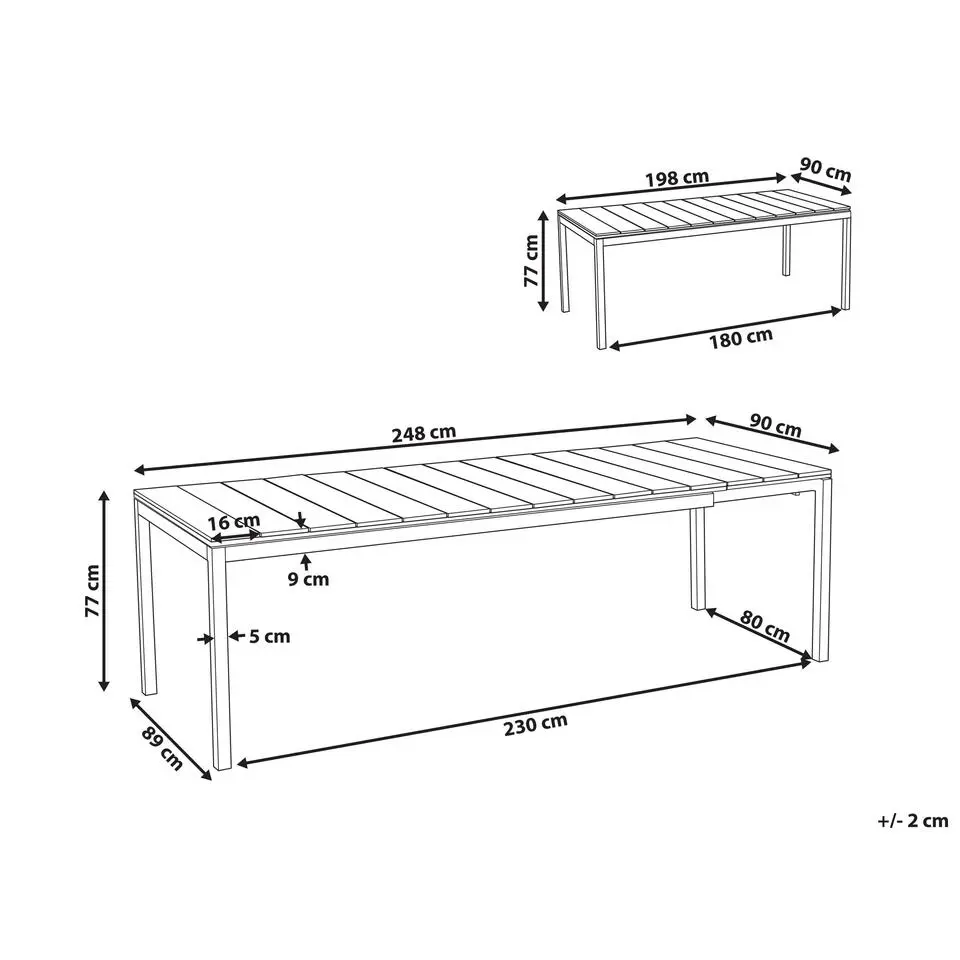 TOFANE - Eettafel uitschuifbaar - Grijs - 198/248 x 90 - Aluminium