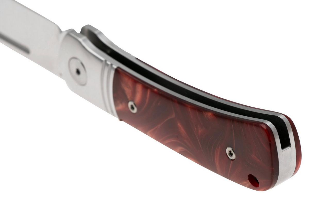 QSP Knife Hedgehog Spear Point 142SP-C, Satin 14C28N, Red Resin, slipjoint zakmes