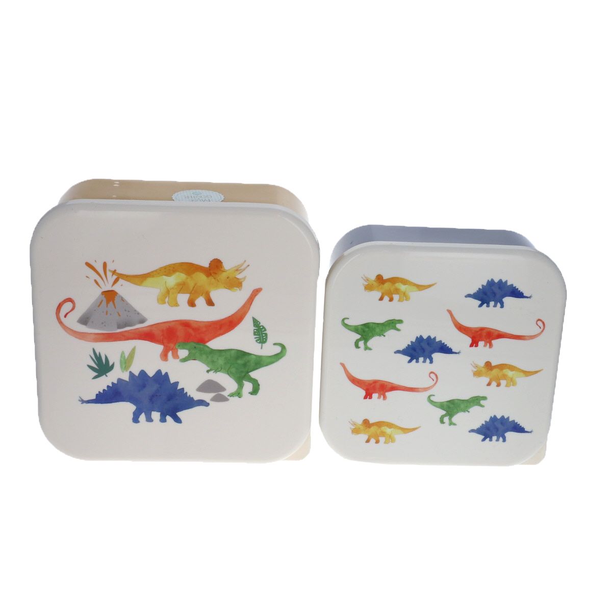 Lot de 2 boîtes à goûter moutarde Dinosaure Pause goûter