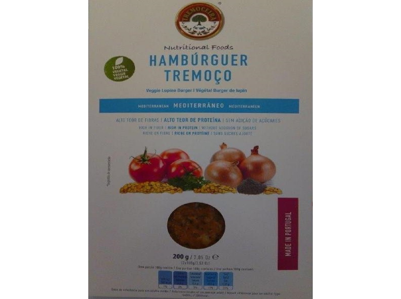 HAMBURGUER TREMOCEIRA TREMOÇO MEDITERRÂNEO 200G