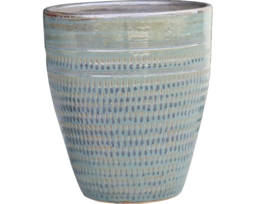 Bloempot Ø 38 cm H 43,5 cm klei rond blauw