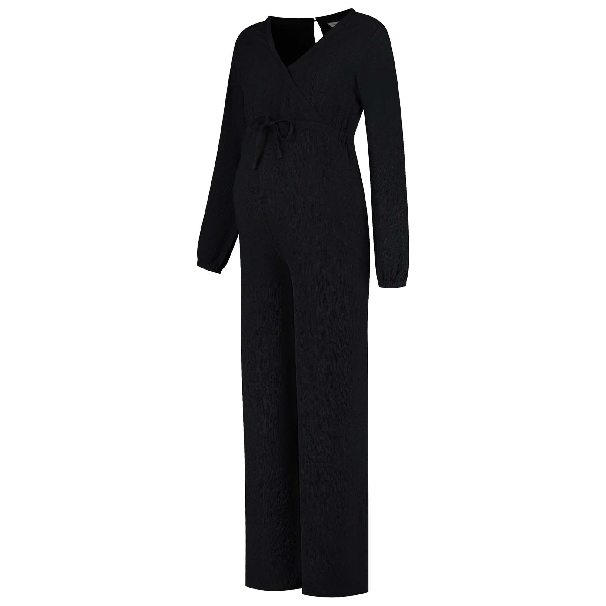 Prénatal zwangerschapsjumpsuit lange mouwen effen zwart