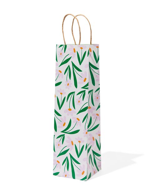 sac cadeau en papier vin 37x10.5x10.5 fleurs