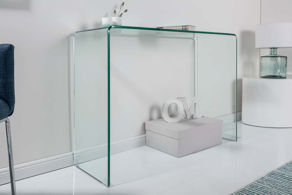 Extravaganter Glas Konsolentisch FANTOME 100cm transparent Schreibtisch Ganzglastisch