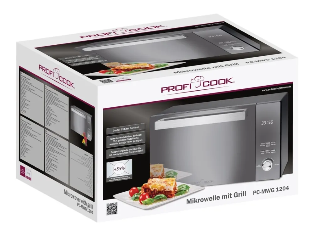 ProfiCook PC-MWG 1204 - Mikrobølgeovn med grill - 23 liter - 800 W - sort