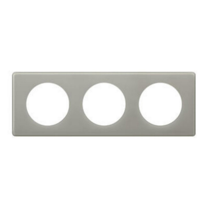 Plaque de finition Legrand Céliane gris perle 3 postes