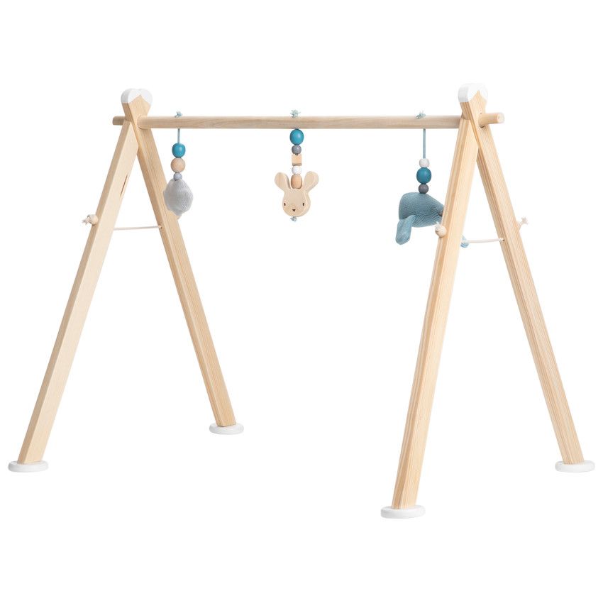 Arche d'éveil en bois + peluches en tricot - Bleu - Bleu moyen