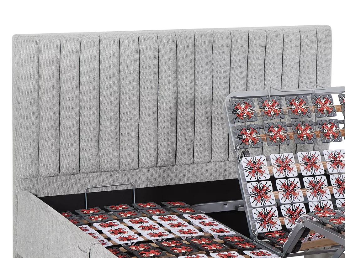 Lit électrique de relaxation déco tout plots + matelas mémoire de forme - 2 x 90 x 200 cm - Tissu - Gris - SASORA de YSMÉE