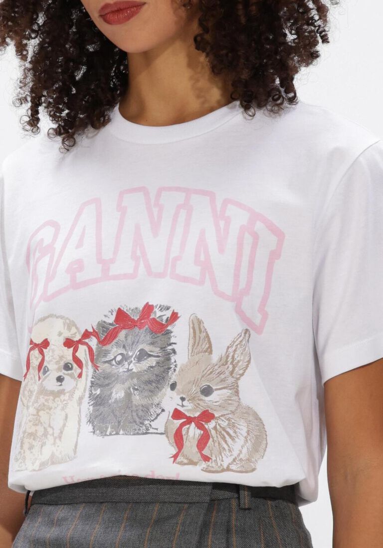 witte ganni tops & t-shirts jersey cure animals