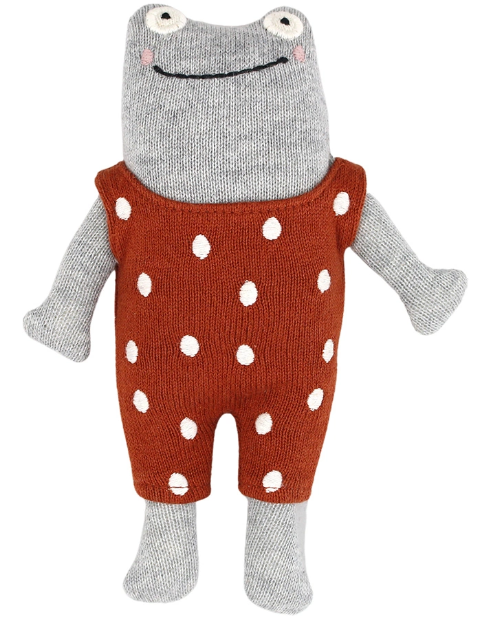 Stoffrassel FROSCH in grau/rot
