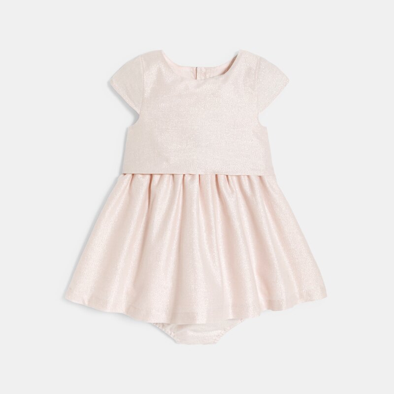 Robe chic lin irisé rose bébé fille Rose